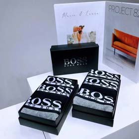 Boss Men's stylish solid color logo embroidered breathable briefs boxer briefs (mens 3pcs)-2392