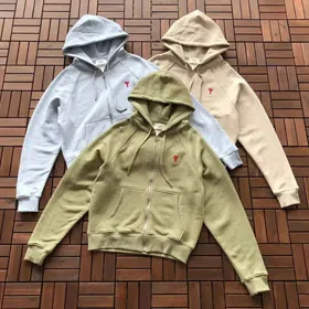 AMIPARIS De Coeur Heart Pattern Hooded Zip-Up Sweatshirt-5153  