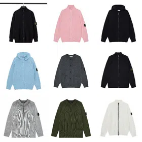 Stone Island cardigan sweater, solid color knitted long-sleeved zip-up jacket-5228  